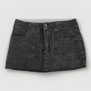 Y2K Black Denim Micro Mini Skirt Low Rise Grunge Mallcore Bella Swan Goth